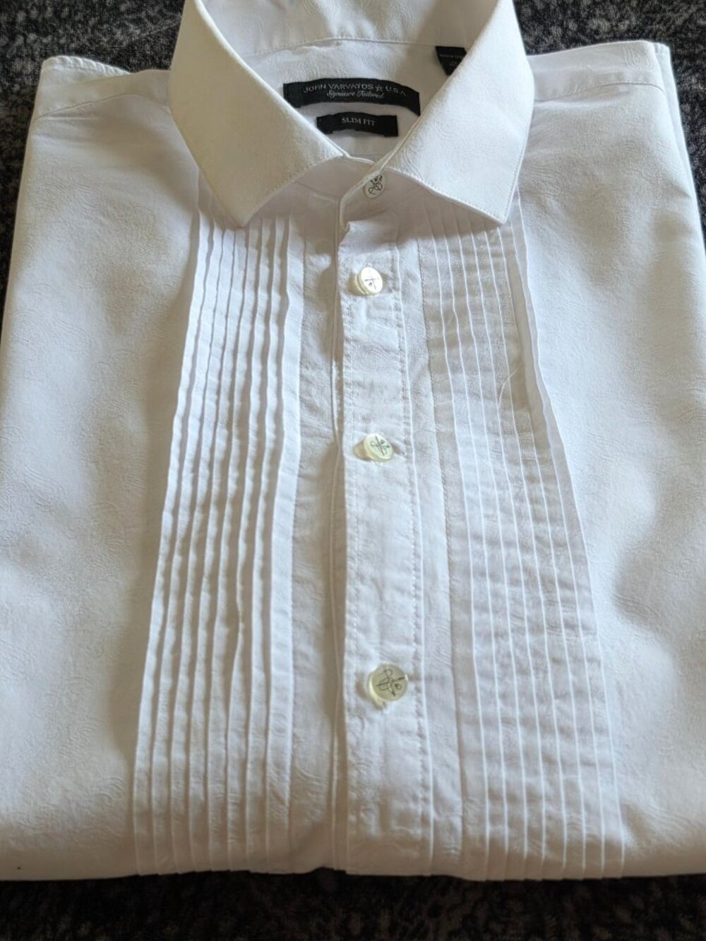 JOHN VARVATOS STAR USA Mens Slim Fit White Tuxedo Shirt - Picture 14 of 16